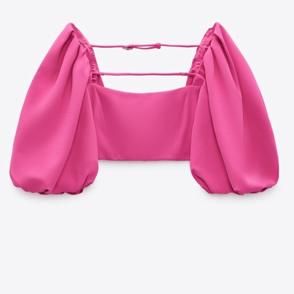 NWOT Zara Fuchsia Cropped Balloon Top
